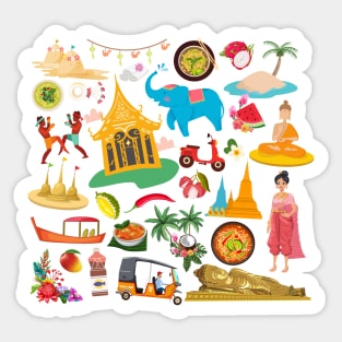 Thailand Travel Icons Sticker